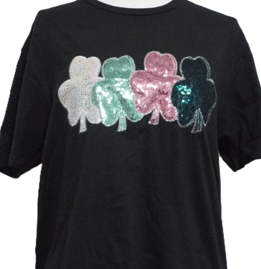 Clover Real Sequins St Patricks Day Short Sleeve