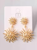 Fashion gold sun hanging earrings with shimmering finish and lightweight design