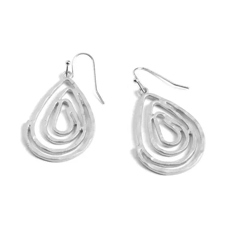 Swirl Teardrop Earrings matte silver hypoallergenic jewelry