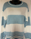 Blue striped sweater with bold horizontal stripes and soft fabric for dogs and women