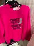 Hot pink Boots and Bling Sweater with embellished design
