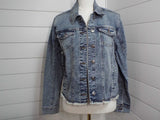 Frayed hem denim jacket in vintage Mercedes wash with distressed edges for edgy style