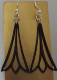 Black Trumpet Flower wooden earrings made in USA showcasing botanical design