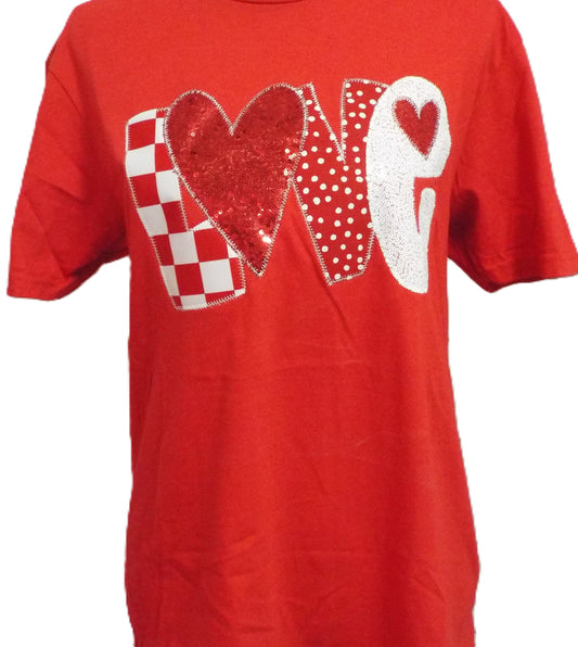 Red LOVE Sequin T-shirt