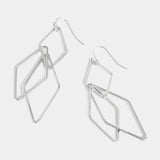 Silver dangling diamond shape earrings, hypoallergenic and lead-free jewelry