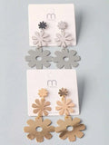 Fashion gold and silver flower hanging earrings with elegant floral drop design