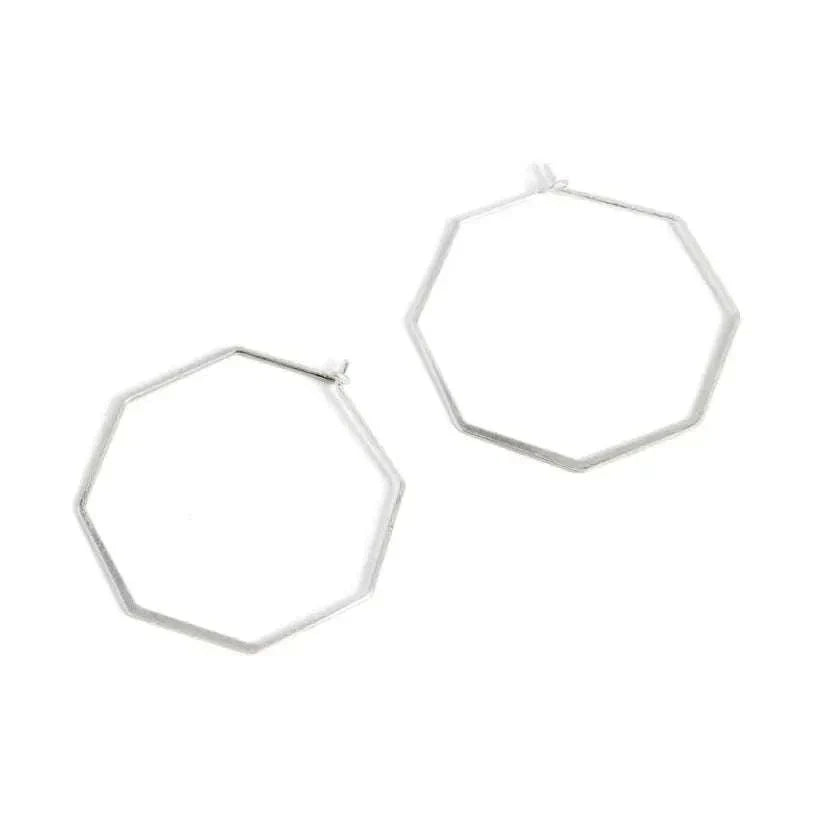 Silver octagon earrings, hypoallergenic and lead-free jewelry accessory