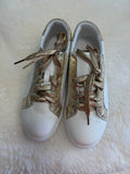 Leopard print ladies sneakers with leather and gold-tone accents